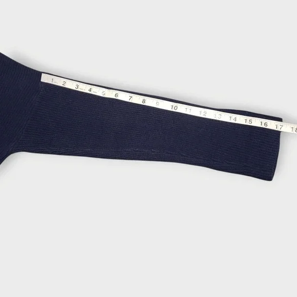 SOLD-Eileen Fisher Organic Cotton Hemp Cardigan Ribbed Boxy Cropped Sz M Navy - Picture 9 of 11